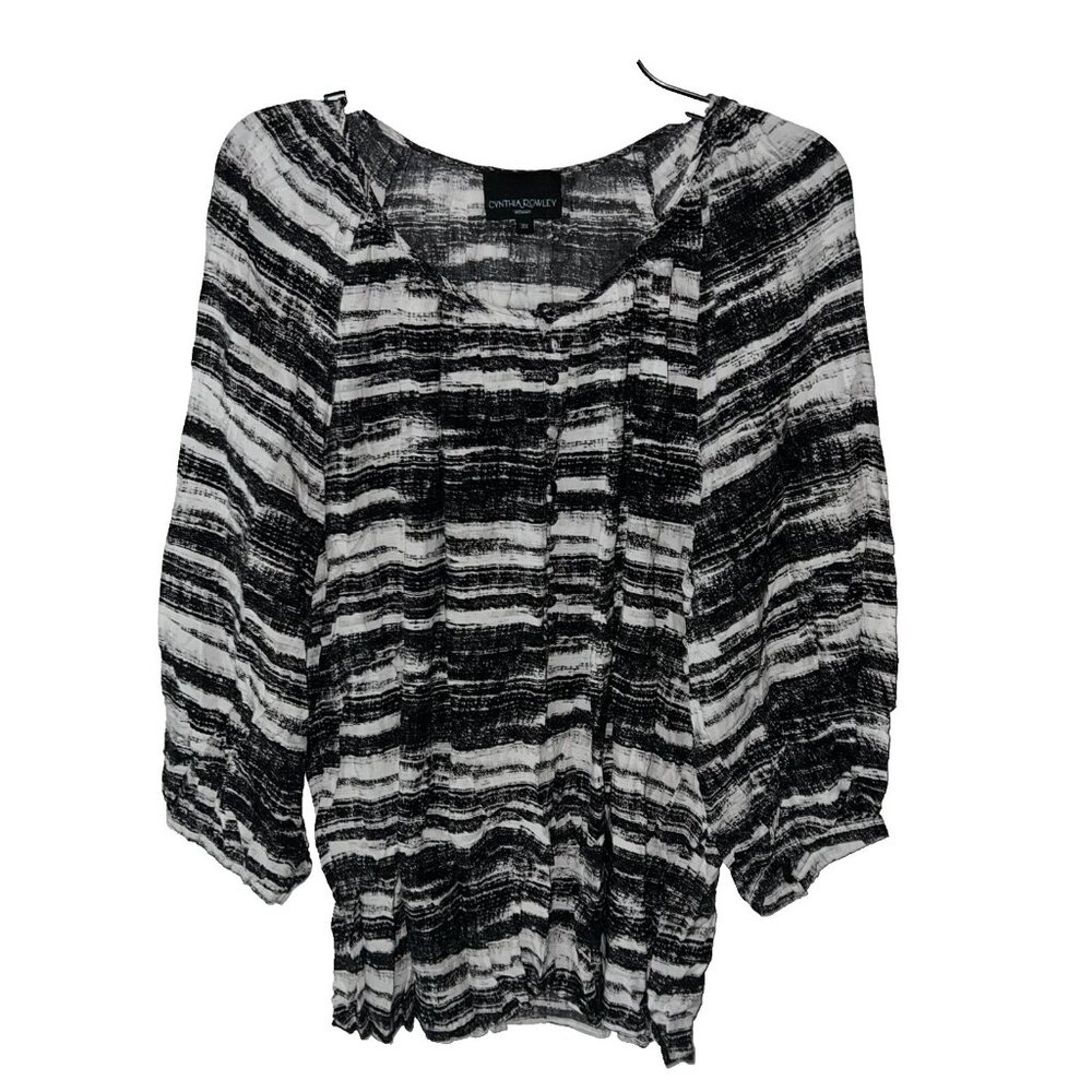 Cynthia Rowley womans black white pullover 3/4 sleeve Top Tunic plus size 3X